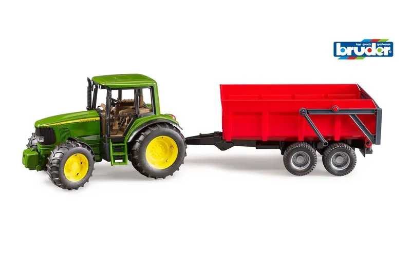 Bruder John Deere 6920 Toy Tractor with Red Tipping Trailer, Scale 1:16
