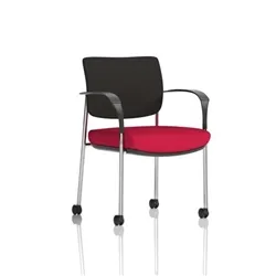 Brunswick Deluxe Black Fabric Back Chrome Frame Seat Cherry + Arms