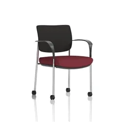 Brunswick Deluxe Black Fabric Back Chrome Frame Seat Chilli + Arms