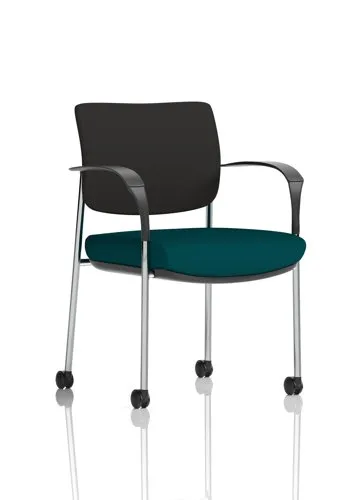 Brunswick Deluxe Black Fabric Back Chrome Frame Seat Teal + Arms