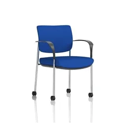 Brunswick Deluxe Chrome Frame Back Seat Blue With Arms/Castors