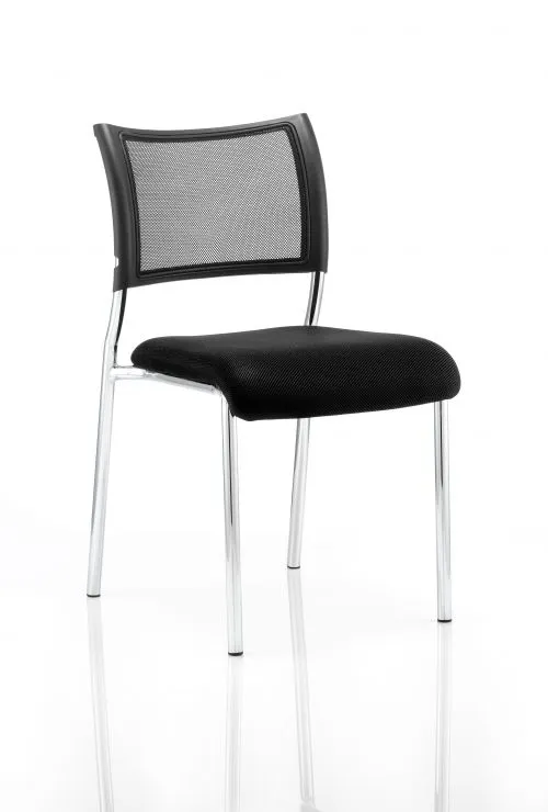 Brunswick Visitor Chair Black Fabric Without Arms Chrome Frame
