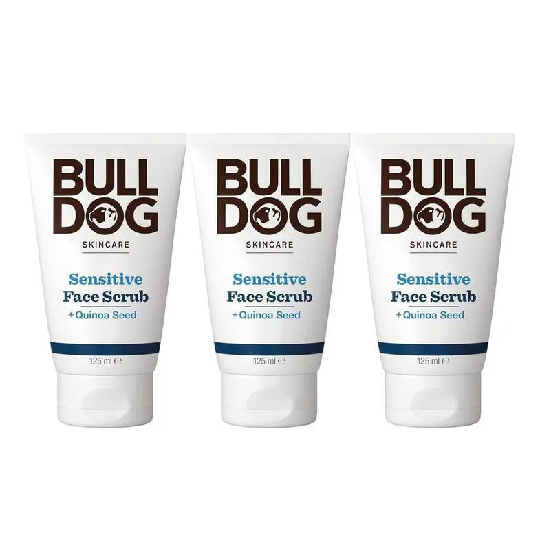 Bulldog Sensitive Face Scrub 125ml x3 in White Size: 300ml - White - Size: 300ml
