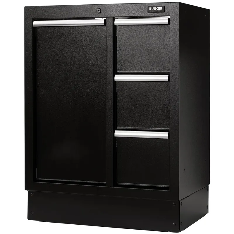 Bunker 4 Drawer Modular Power Tool Storage Base Cabinet Black