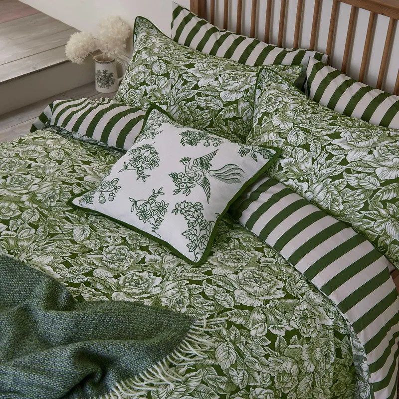 Burleigh x Bedeck of Belfast Hibiscus Single Duvet Cover Set, Green