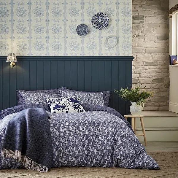 Burleigh For Bedeck Calico Duvet Cover Set Single Blue