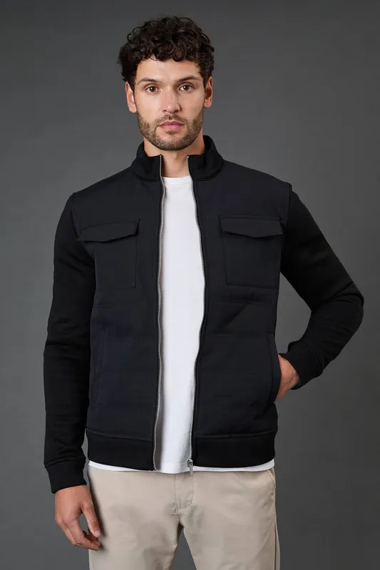 Burton Men's Black Four Pocket Hybrid Padded Jacket Size: Medium - Black