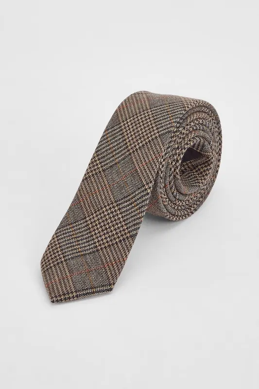 Burton Men's Brown Tweed Look Check Tie Brown One Size female