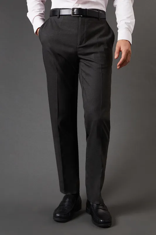 Burton Men's Charcoal Slim Fit Smart Trousers Size: 30R Charcoal 30R