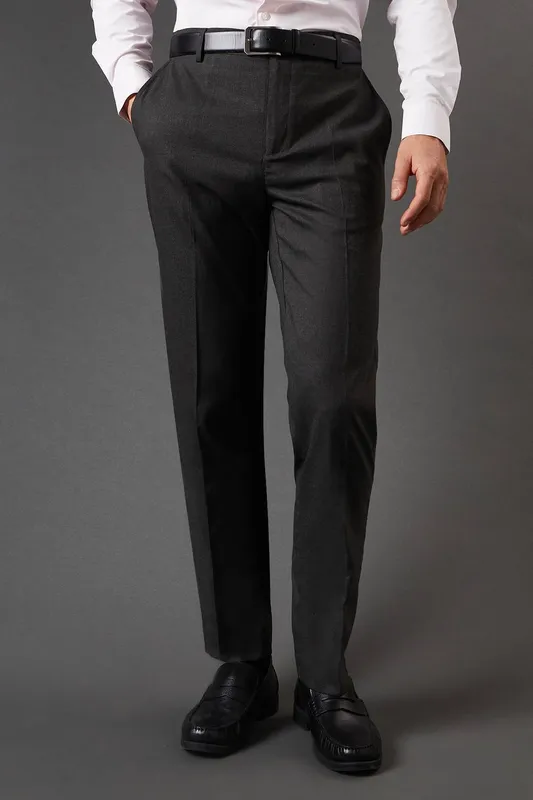 Burton Men's Charcoal Slim Fit Smart Trousers Size: 36R - Charcoal - Size: 36R