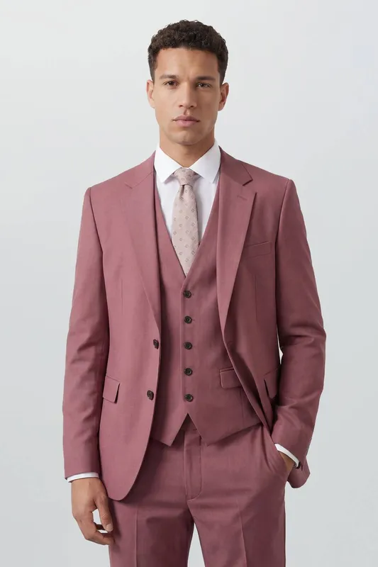 Burton Men's Dark Pink Slim Fit Suit Jacket Size: 36R Dark Pink 36R