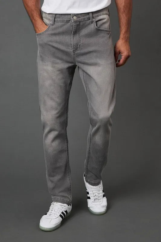 Burton Men's Grey Stretch Slim Fit Jeans Size: 32R - Grey - Size: 32R