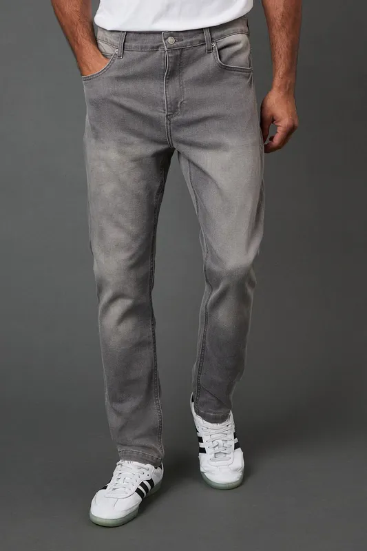 Burton Men's Grey Stretch Slim Fit Jeans Size: 34R Grey 34R