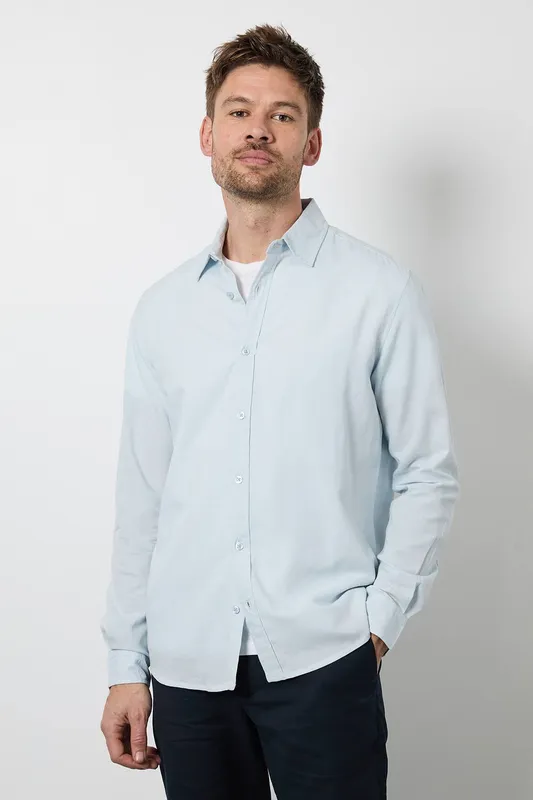Burton Men's Light Blue Long Sleeve Linen Shirt Size: XL - Light Blue