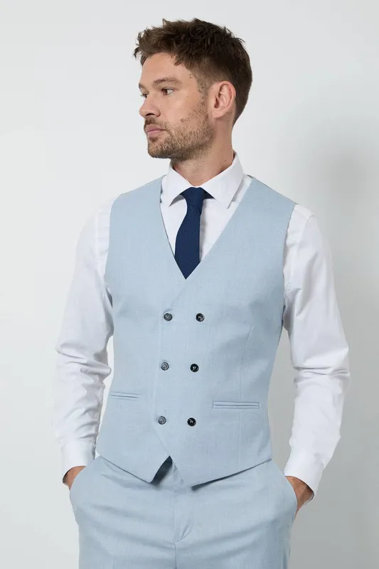 Burton Men's Light Blue Slim Fit Waistcoat Size: XL Light Blue XL