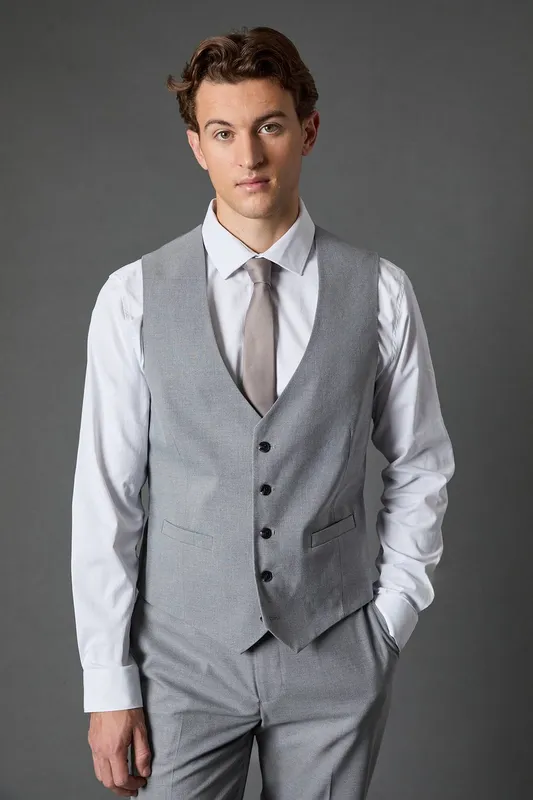 Burton Men's Light Grey Essential Waistcoat Size: XL - Light Grey