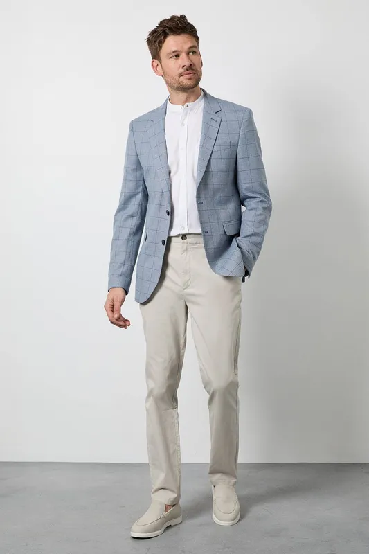 Burton Men's Navy Check Slim Fit Blazer Size: 36R Navy 36R