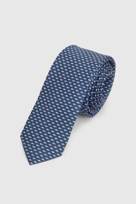 Burton Men's Navy Fish Pattern Tie Navy One Size