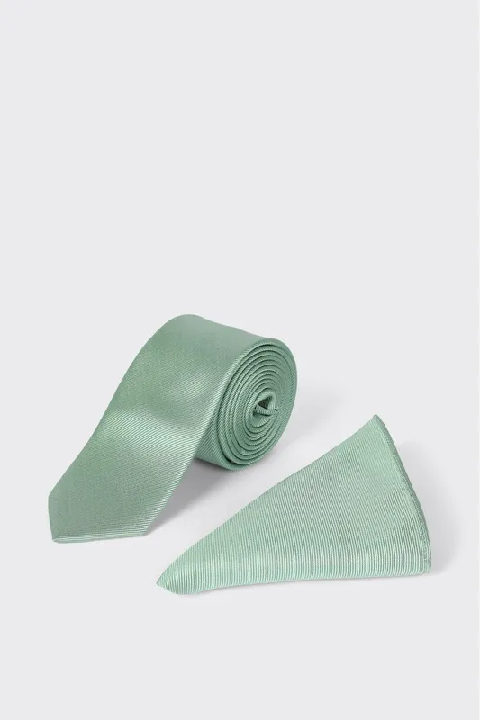 Burton Men's Sage Tie & Pocket Square Set Sage female
