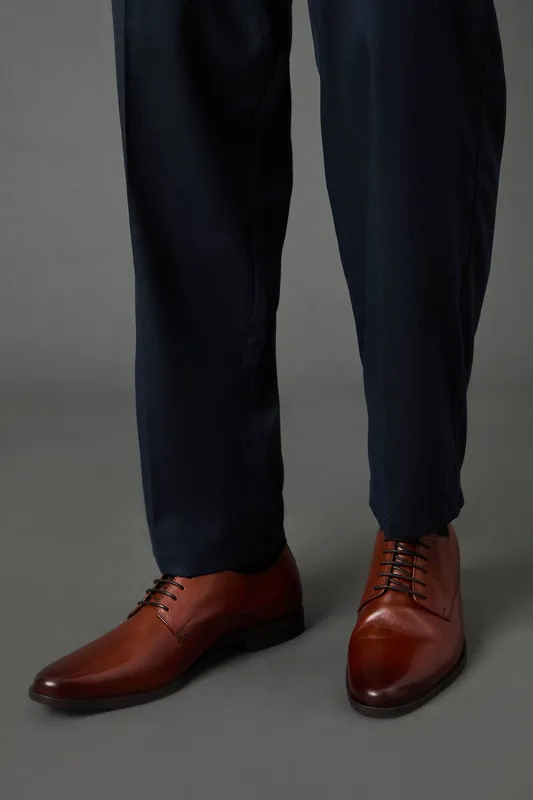 Burton Men's Tan Leather Smart Derby Shoes Size: 7 - Tan - Size: 7