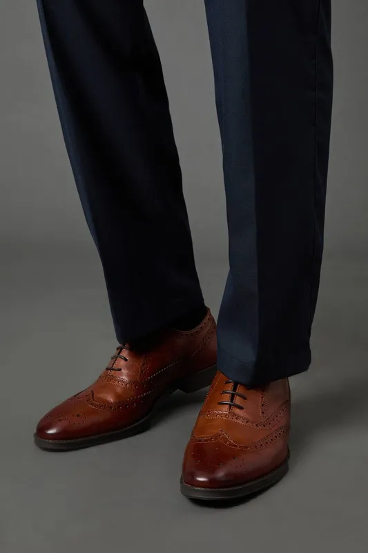 Burton Men's Tan Leather Smart Oxford Brogue Shoes Size: 9 Tan 9