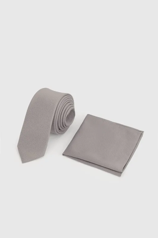 Burton Men's Taupe Textured Tie & Pocket Square - Taupe