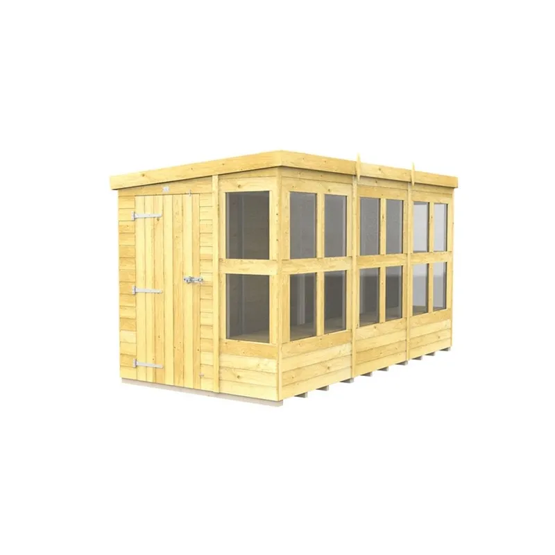 Buttercup Farm 12 x 6 Feet Pent Potting Shed - Wood - L178 x W358 x H201 cm in Brown Brown