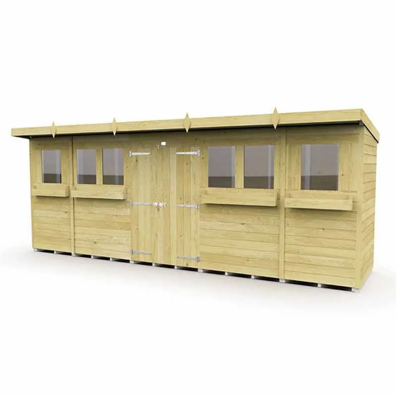 Buttercup Farm 18 x 4 Feet Pent Summer Shed - Wood - L118 x W533 x H201 cm in Brown Brown