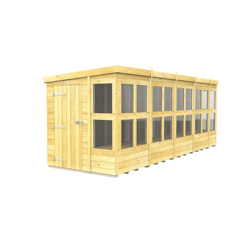 Buttercup Farm 18 x 6 Feet Pent Potting Shed - Wood - L178 x W533 x H201 cm in Brown Brown