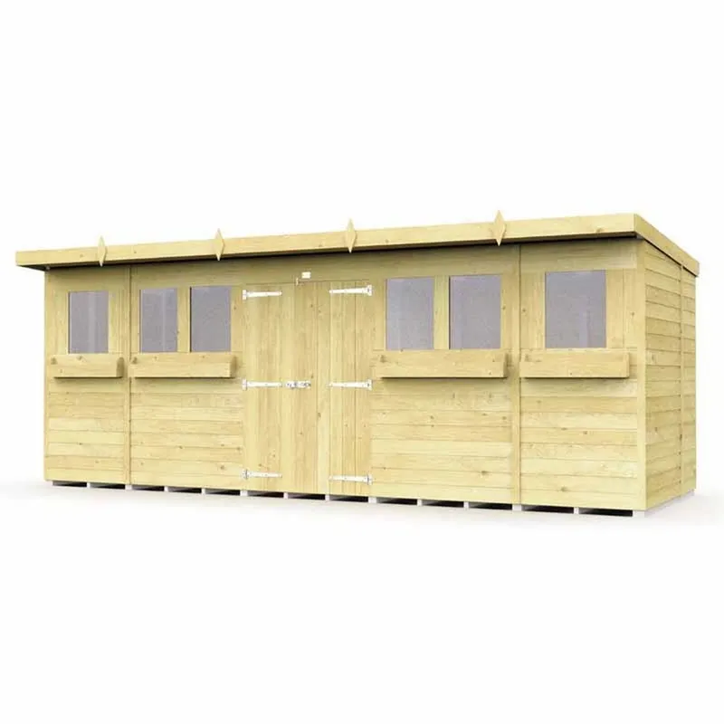 Buttercup Farm 18 x 8 Feet Pent Summer Shed - Wood - L231 x W533 x H201 cm in Brown Brown