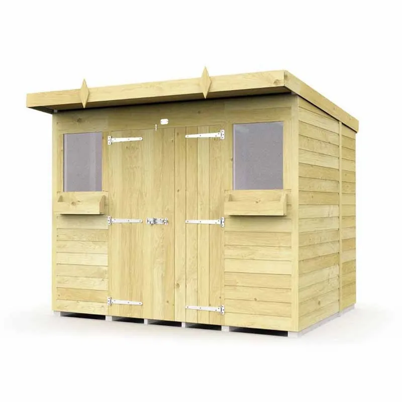 Buttercup Farm 8 x 5 Feet Pent Summer Shed - Wood - L147 x W243 x H201 cm in Brown Brown
