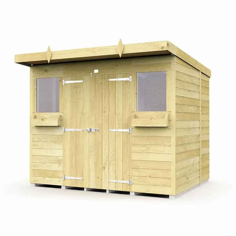 Buttercup Farm 8 x 6 Feet Pent Summer Shed - Wood - L178 x W243 x H201 cm in Brown Brown