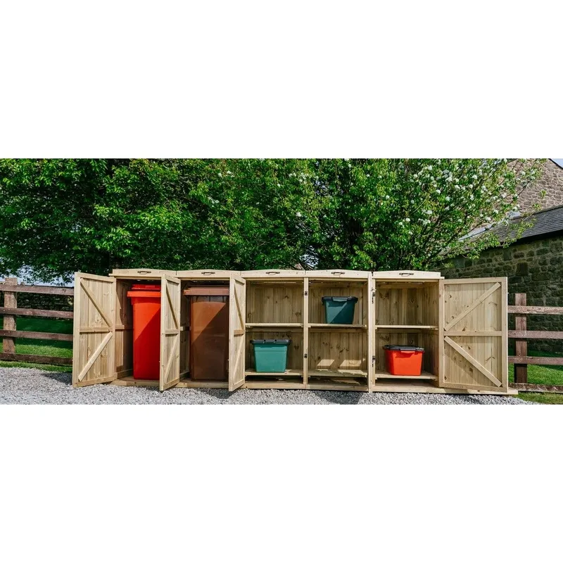 Buttercup Farm Chatburn Bin Store, Fits 2x 180L/240L Wheelie Bins & 6x Boxes in Brown Brown