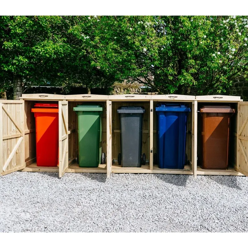 Buttercup Farm Chatburn Quintet Wheelie Bin Store, Timber, Fits 5 x 140L Wheelie Bins in Brown Brown