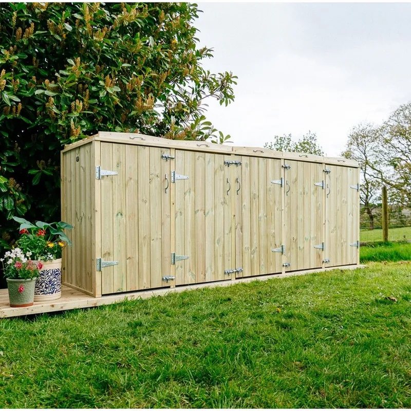 Buttercup Farm Shireburn Bin Store, Fits 1x 180L/240L Wheelie Bins & 8x Boxes in Brown Brown