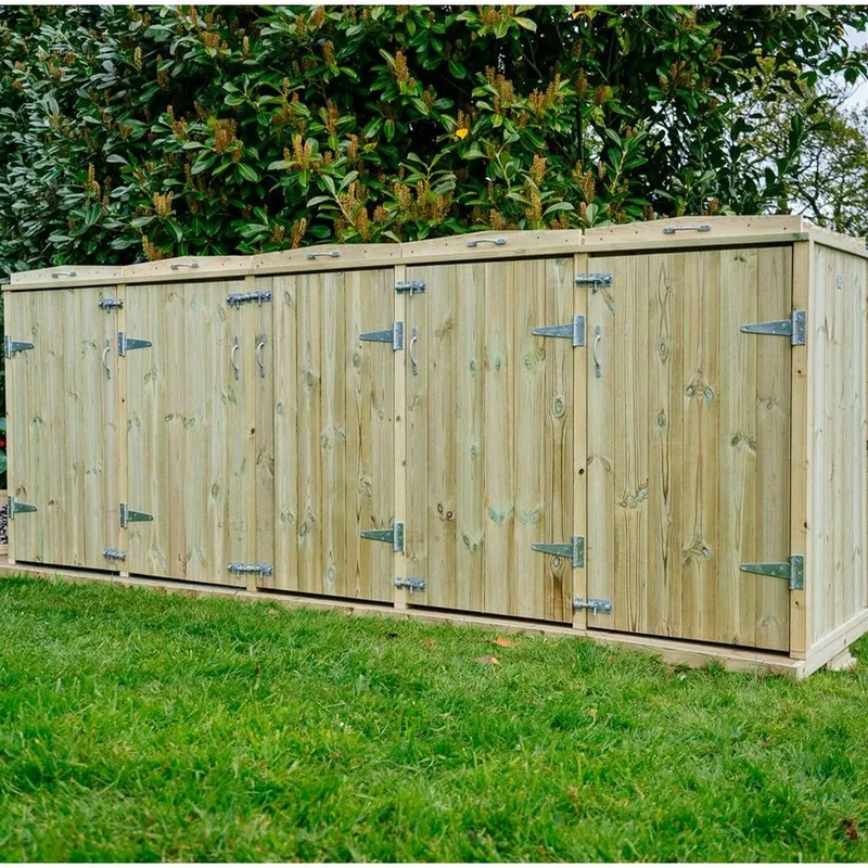 Buttercup Farm Shireburn Quintet Wheelie Bin Store - Fits 5 x 180L or 5 x 240L Bins in Brown Brown
