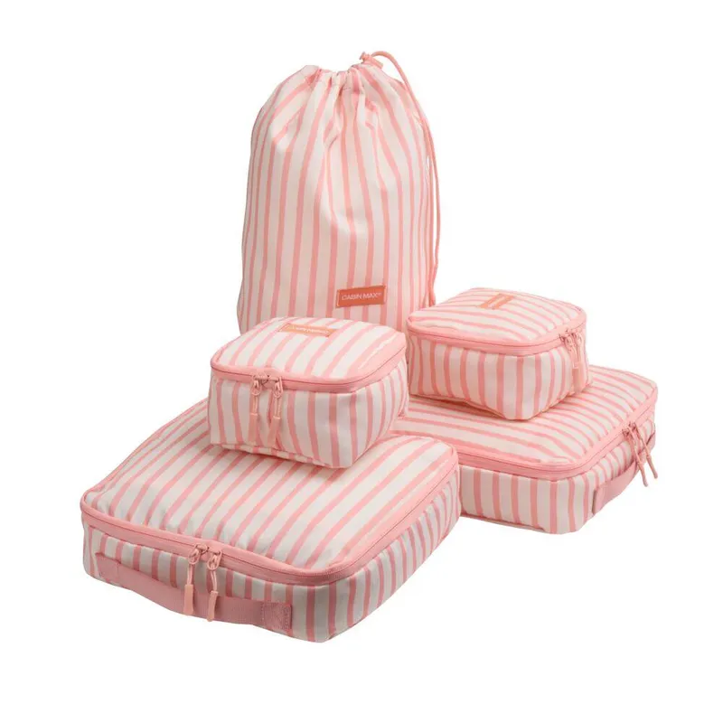 Cabin Max Unisex Classic Striped 5-Piece Packing Cube Set in Pink Pink female