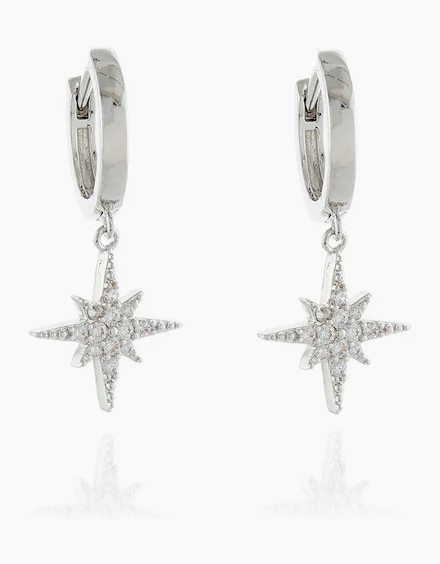 Women's Cachet London North Star Silver Huggie Hoops - Silver/Silver