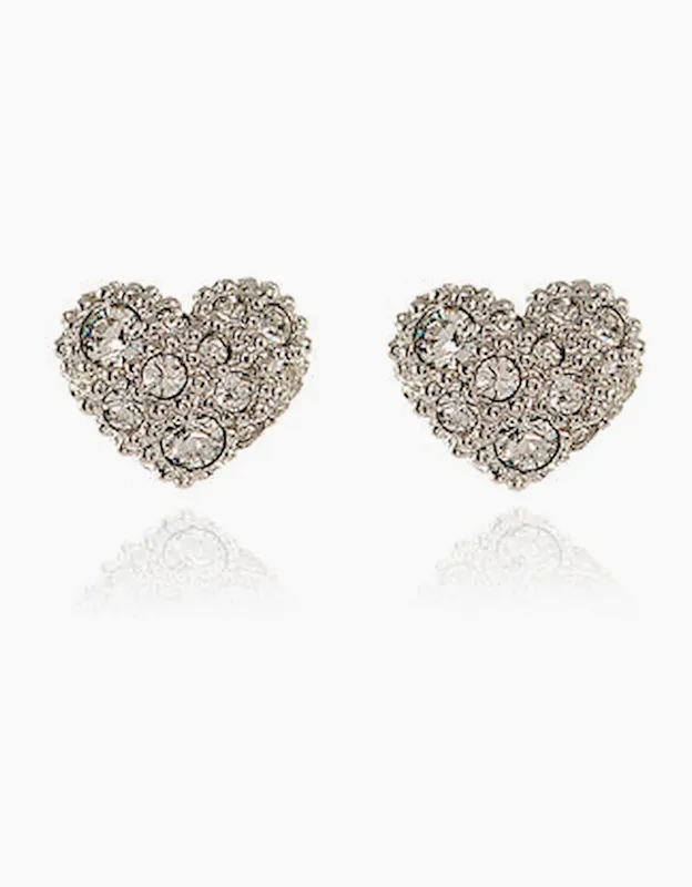 Women's Cachet London Pom Pom Silver Heart Earrings - Silver/Silver