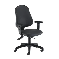 Calypso Ergo 2 Lever Office Chair Lumbar Pump Adjustable Arms Black PU