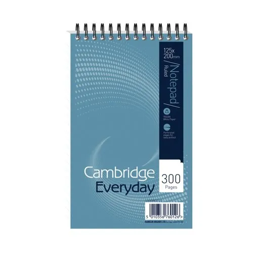 Cambridge Everyday Ruled Wirebound Notepad 300 Pages (Pack of 5)