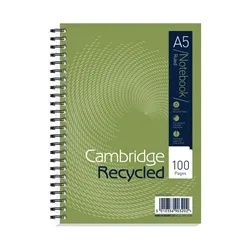 Cambridge Ruled Recycled Wirebound Notebook 100 Pages A5 (5 Pack)