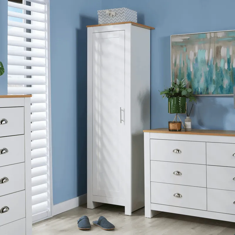 Camden 1 Door Wardrobe White with Oak Top