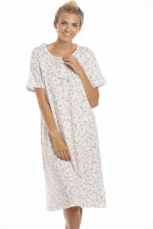Camille Women's Classic Floral Print Nightdress in Pink Size: 18-20 Pink