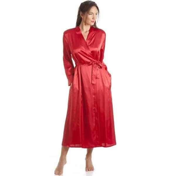 Camille Women's Luxury Long Satin Wrap in Red Size: 18-20 Red 18-20