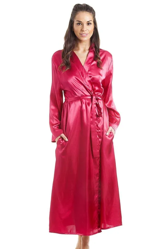 Camille Women's Luxury Plain Satin Wrap in Raspberry Size: 14-16 - Raspberry