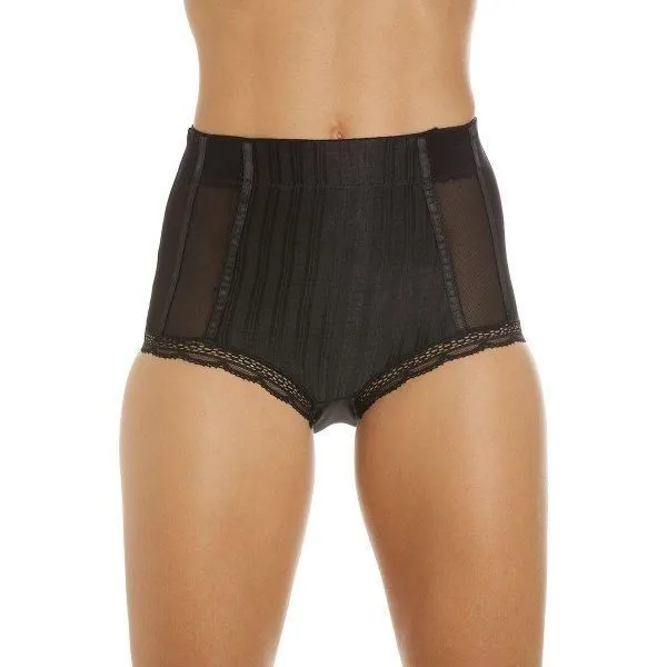 Camille Women's Two Pack High Waisted Mesh Support Panel Control Briefs in Black Size: 10 Black 10