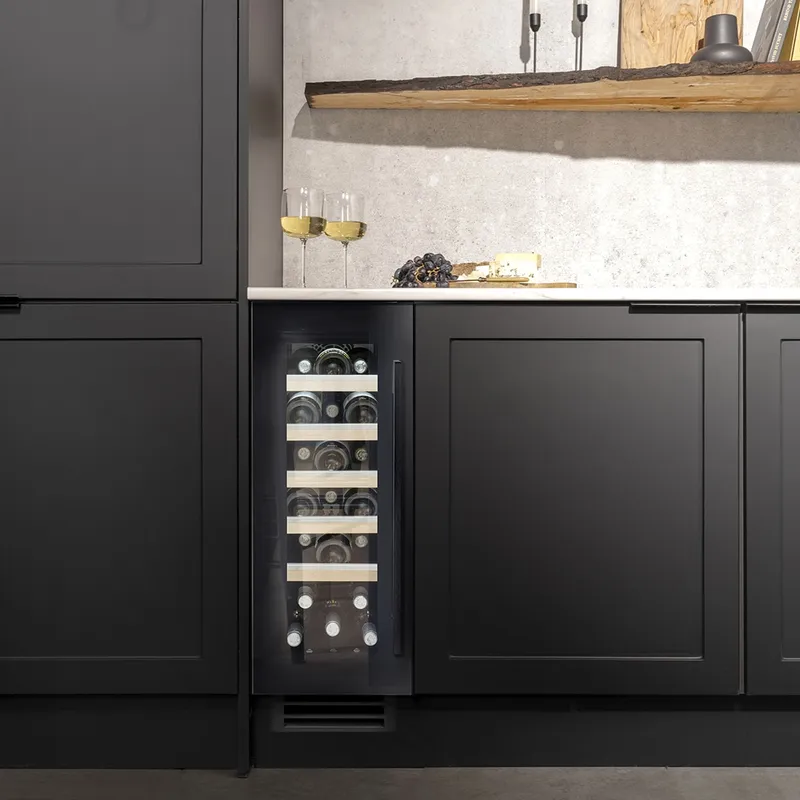 Caple Sense Premium Wi3155BG Black Glass Under-Counter Built-In Single Zone Wine Cooler