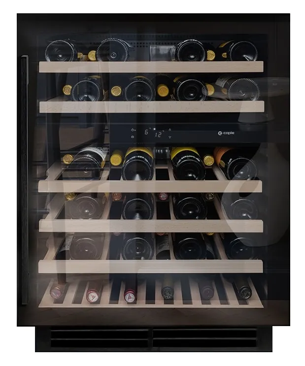 Caple WI6136BG Black Glass Under-Counter Built-In Dual Zone Wine Cooler