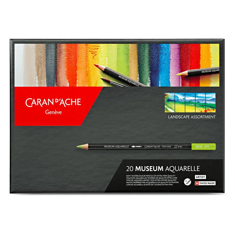 Caran d'Ache Museum Aquarelle Pencils - Landscape Colours - Set of 20
